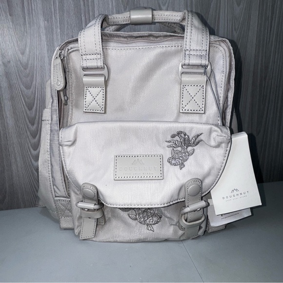 Doughnut Womens Macaroon Mini China Works X Yuet Tung Backpack Light Gray Stone - Picture 1 of 9